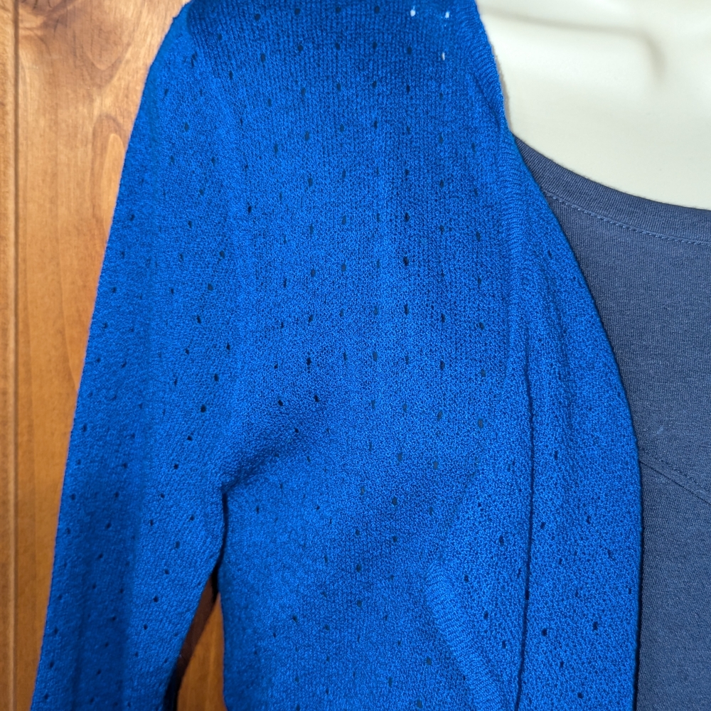 Cable & Gauge Blue Open Front Cardigan - Picture 2 of 8